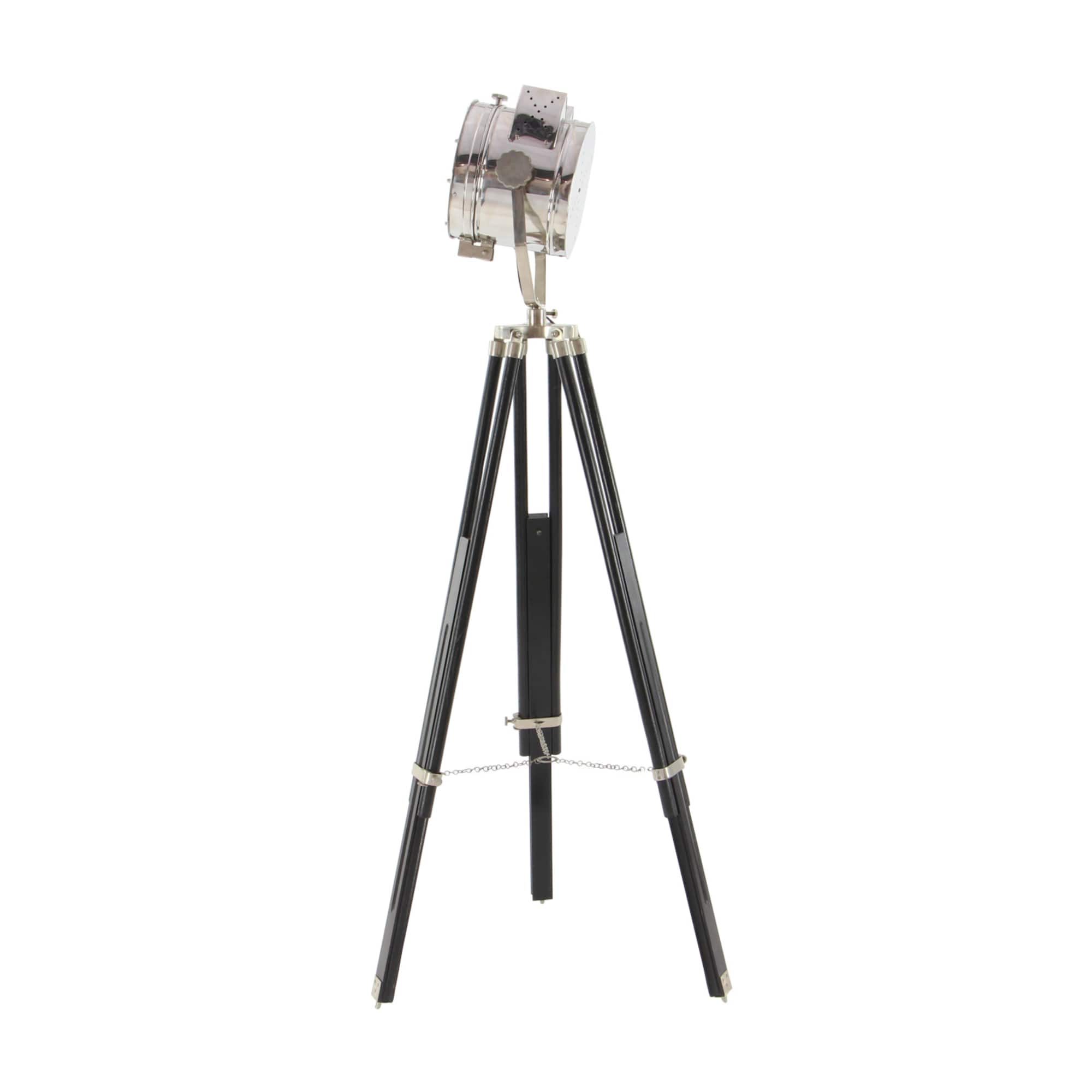 75" Black Wood Industrial Floor Lamp